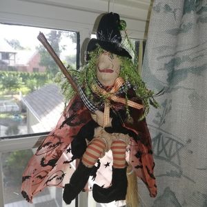 Kitchen or Halloween Flying Folk Art Witch